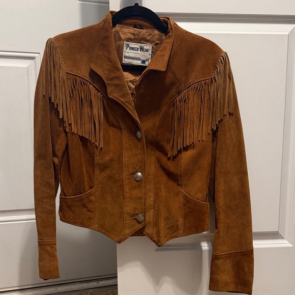 PIONEER Jackets & Blazers - PIONEER Women's Brown Suede Fringe Jacket